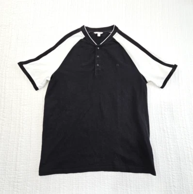 Calvin Klein реглан рукав кнопка футболка мужская средний черный и белый EUC LN - Изображение 1 из 4