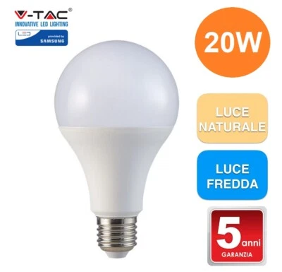 Lampadina led A80 V-tac 21239 VT-233-N-chip samsung- E27 20W 6500K - Immagine 1 di 4