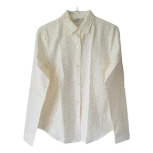 Liz Claiborne Womans Size 4 Blouse Top Shirt Long Sleeve Button Front Polka Dots - Picture 1 of 9