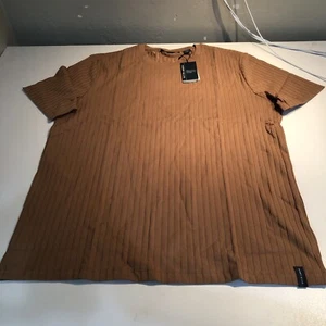 Perry Ellis Men's Striped Short Sleeve Sweater Brown M - Picture 1 of 2