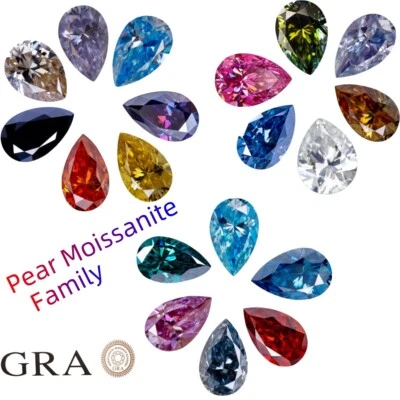 4x6~9x13 Pear Shape VVS1  Loose Moissanite Stone GRA Certificate For Jewelry DIY - Image 1 of 4