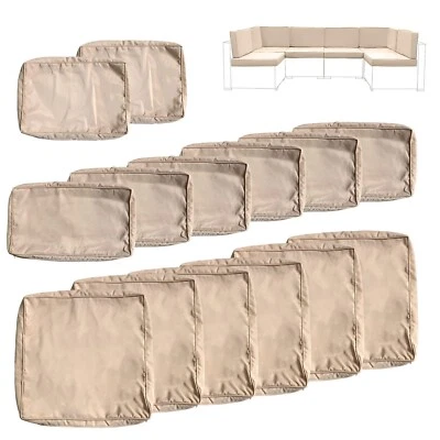 14 Pcs Outdoor Patio Chair Cushion Covers Set Replacement Sofa Beige Slipcover - Image 1 of 4