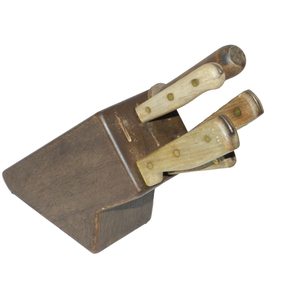 Juego de 5 cuchillos de madera vintage Washington Forge Yorktowne con bloque Foto 1 de 4