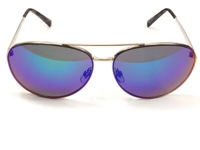 River Island Pilot Aviation Women's Sunglasses Gold Colour Frame Blue Green Lens