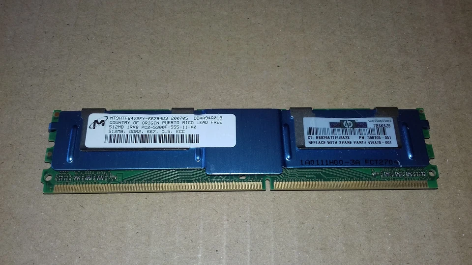 512MB PC2-5300F ECC FBuff RAM Server Micron MT9HTF6472FY-667B4D3 DDR2 FB-DIMM - Imagen 1 de 1
