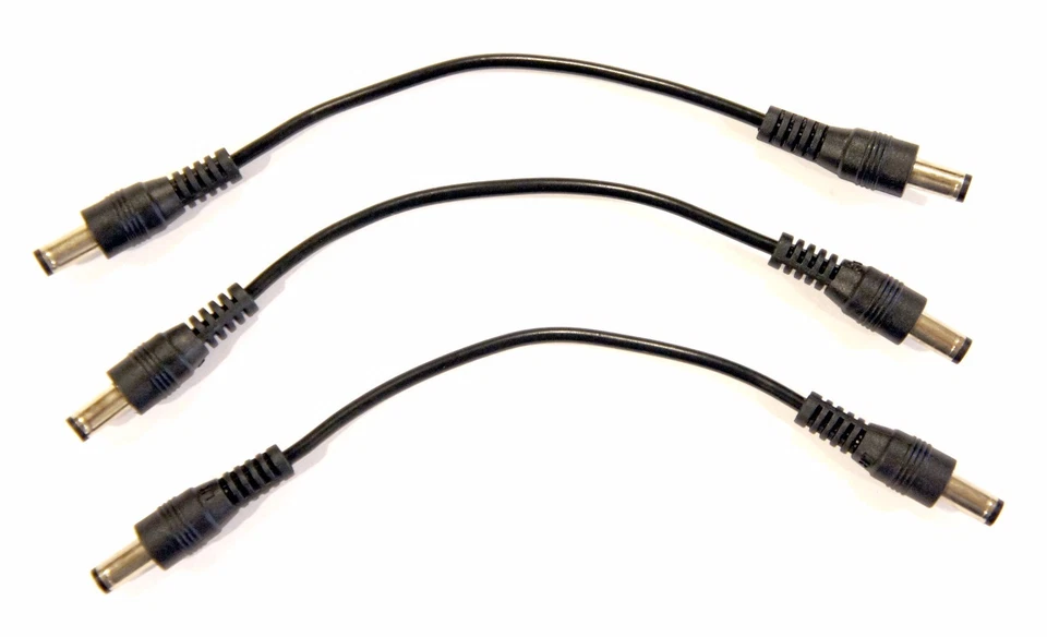 (3) DC 12VDC 12V 9V Power Adapter Male to Male 6" patch cable 2.1 mm x 5.5 mm - Image 1 of 1