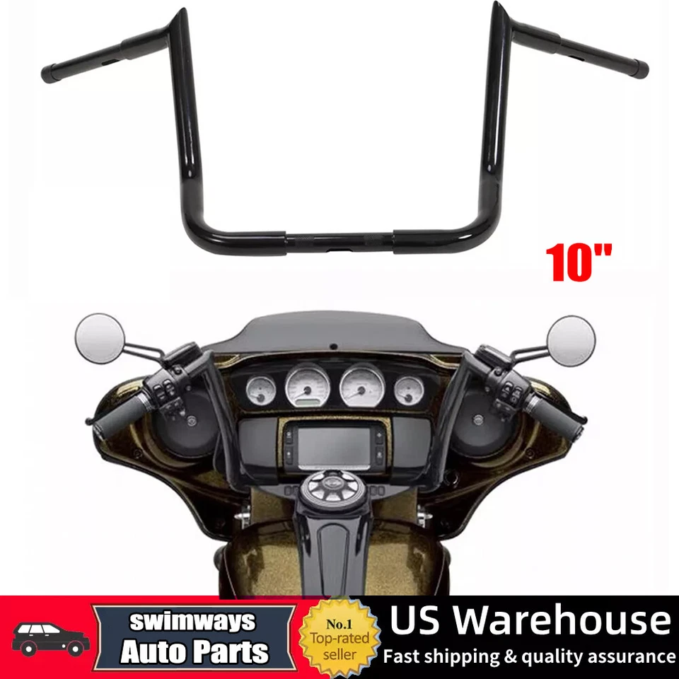Manillar de barra de 1 1/4" Meathook de 10" apto para Touring Electra Glide FLHT FLHX Foto 1 de 4