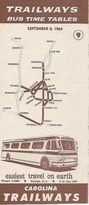 Bus Timetable - Carolina Trailways - 9 - 08 September 1964 - Picture 1 of 1