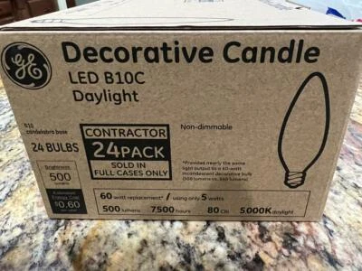BRAND NEW 24-Pack GE LED light bulbs B10C-Daylight 5,000K 5W (60 W replacement) - Image 1 of 4