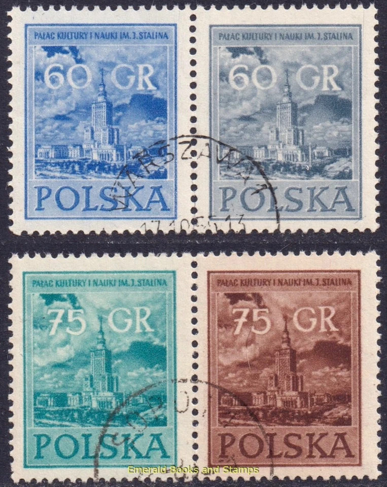 EBS Poland 1955 - Joseph Stalin Palace of Culture - Michel 930-933 - CTO - Image 1 of 1