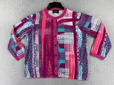 Suéter Bob Mackie DE COLECCIÓN Mujer Mediano Púrpura Azul Abotonado Años 90 Poliéster Foto 1 de 4