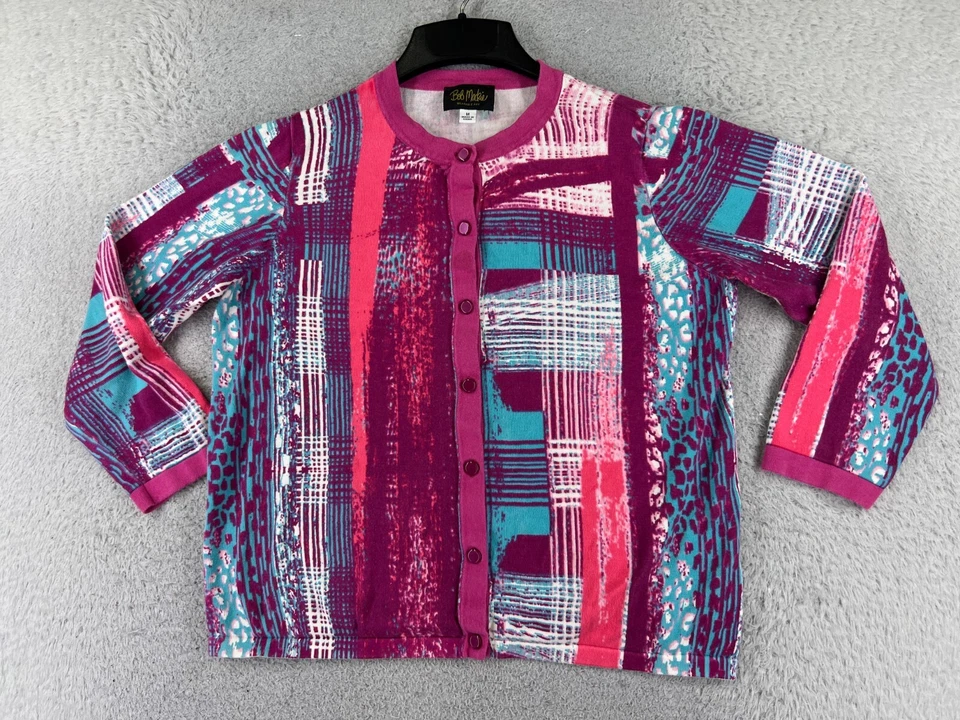 Suéter Bob Mackie DE COLECCIÓN Mujer Mediano Púrpura Azul Abotonado Años 90 Poliéster Foto 1 de 4