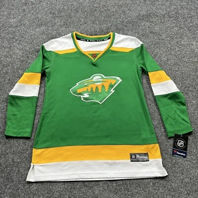 Fanatics Minnesota Wild ретро хоккей Джерси новый женщин размер средний зеленый желтый - Изображение 1 из 4