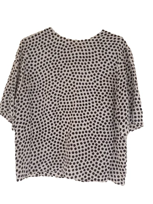 Dolce & Gabbana White & Black Polka Dot Silk Top Size 46 - Image 1 of 3