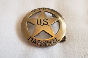 Vintage Solid Brass US Deputy Marshall Star 2-5/8" Belt Buckle Badge #909