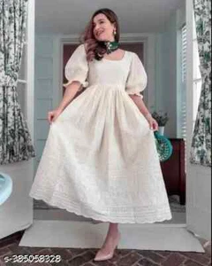 Beautiful chickankari Cotton Blend Stylish Kurti For Women/Girls- S to 5 XL - Picture 1 of 4