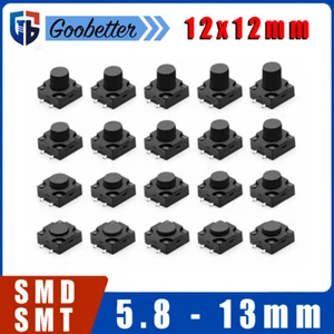 Mini pulsador 12x12 mm pulsador micro pulsador impermeable microinterruptor 4,3-13 mm - Imagen 1 de 12