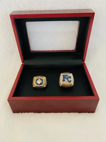 2 PCS Kansas City Royals World Series Ring Set W Box, ๐บ๐ธ SHIP 1985/2015 Cover