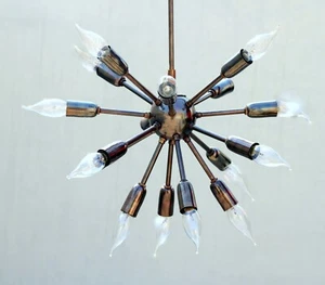 Mid Century Design 16 Arm Brass Chandelier Antique Finish Sputnik Decor light - Picture 1 of 5