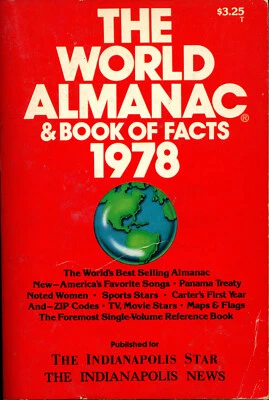 VINTAGE ~ THE 1978 WORLD ALMANAC AND BOOKS OF FACTS Indianapolis Star Indy News Foto 1 de 2