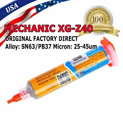 CUSTOM-SIGN MECHANIC XG-Z40 10cc Syringe Solder Paste Flux Sn63/Pb37 25-45um 10cc Tested