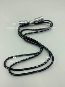 GENUINE U.S. ARMY HAT CORD: BLACK AND SILVER WITH SILVER MYLAR ACORNS - Picture 1 of 3