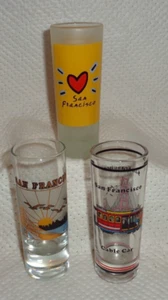 SAN FRANCISCO--3 TALL SHOT GLASSES--CITY BY BAY--GODEN GATE BRIDGE--HEART---L@@K - Picture 1 of 1