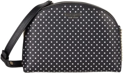 Kate Spade Spencer Black / Silver Polka Dot Double Zip Dome Crossbody K4547 - Изображение 1 из 4