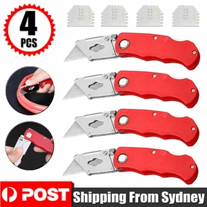 4PCS Folding Utility Knife Aluminium Handle + 20 Spare Stanley Blades Craft New - Picture 1 of 8