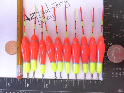 10 NOVOS FLUTUADORES DE MADEIRA/BOBBERS PANFISH PESCA NO GELO SEM CONGELAMENTO NA LINHA B141 - Imagem 1 de 4