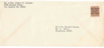 US Prexie  Sc# 805 solo use on cover with Los Angeles Calif. L-4 TS Precancel - Image 1 of 2