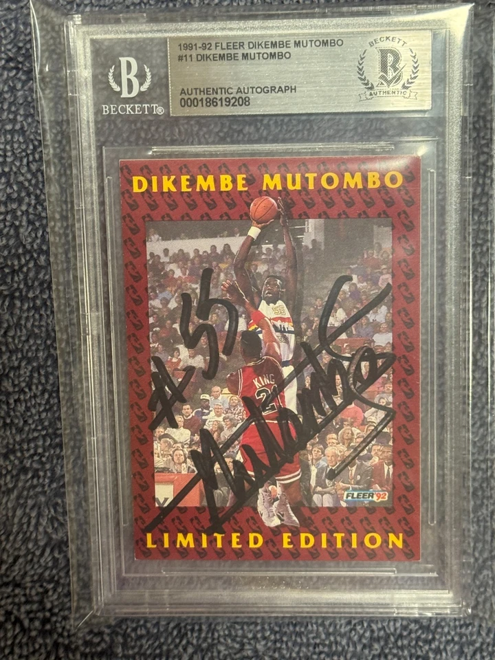 1991/92 Fleer DIKEMBE MUTOMBO SIGNED AUTO BAS Beckett HAWKS NUGGETS - Image 1 of 1