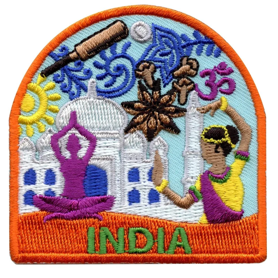 India World Showcase Travel Patch Souvenir Elephant Vacation Embroidered Iron On - Image 1 of 2