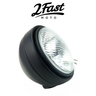 2FastMoto 5 3/4" Side Mount 12V Headlight - Matte Black  41-10095 — 第 1/4 张图片