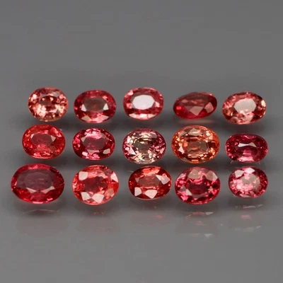 Ovalado 4x3 a 5x4 mm. Zafiro Rojo Imperial Natural Songea, África 15 Piezas/5,18Ct. Foto 1 de 4