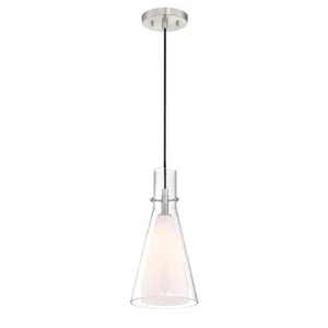 Taper 1-Light Brushed Nickel Pendant with Etched Opal Glass - Picture 1 of 1