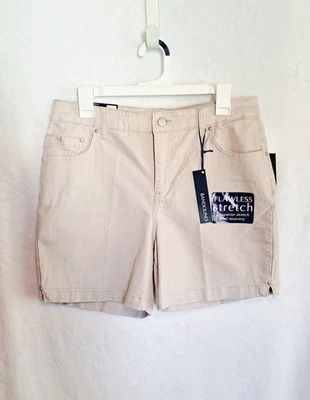 Nuevo Pantalones Cortos Bandolino Mandie Para Mujer Talla 10 Crema Denim Impecable Elástico Nuevo Con Etiquetas  Foto 1 de 4