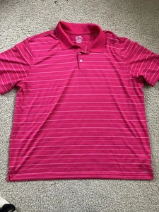 Champion Men Polo Shirt XXL Pink Striped Short Sleeve Collar Casual Duo Dry - Picture 1 of 5