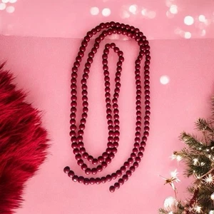 Wood Bead Garland Red 1/2” Measuring 9’2” - Picture 1 of 3