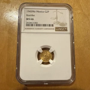 Mexico 1945 Mo 2 Pesos Gold Coin  NGC MS66 The most RARE coin of the DOS PESOS - Picture 1 of 7
