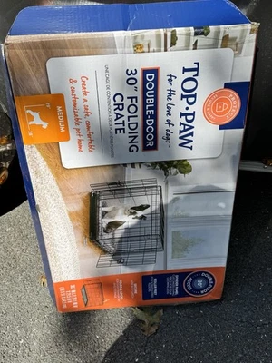 Top Paw® 30" Double Door Colapsable Wire Dog Crate W/ Divider Panel & Tray - Image 1 of 4