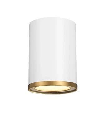 Z-Lite Arlo 5"W Accesorio de techo de montaje empotrado, 2303F1-MW - Blanco mate/latón frotado Foto 1 de 4