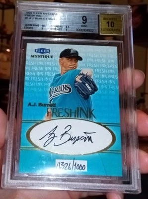 Fleer Mystique 1999 tinta fresca - A.J. Burnett RC #0326/1000 Graduado BGS 9 Automático 10 Foto 1 de 4