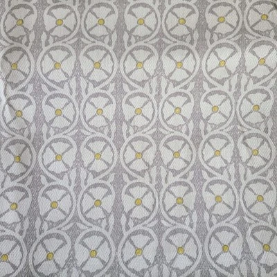 Peter Fasano Pasha Hemp gray white yellow floral Pigeon 34" x 54" Fabric remnant - Image 1 of 4
