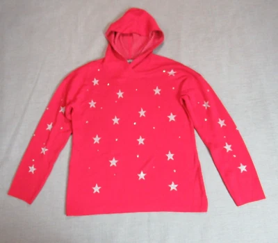 Suéter jaspeado reunido para mujer talla L rojo plata estrás estrellas con capucha vacaciones Foto 1 de 4