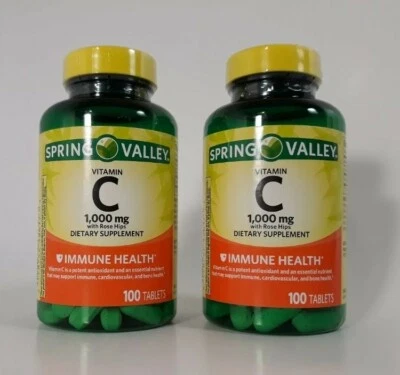 Витамин С добавка Spring Valley 1000 мг с шиповником 100 таблеток иммунная поддержка - Изображение 1 из 4