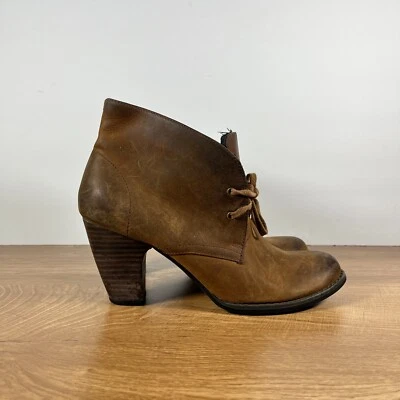 Indigo by Clarks Brown Leather Lace Up High Heel Ankle Boots Women's Size 7.5 - Image 1 of 4