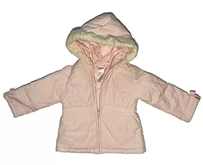 Gymboree Girls Pink Hooded Winter Jacket Size 3 Faux Fur Trim - EUC! - Image 1 of 4