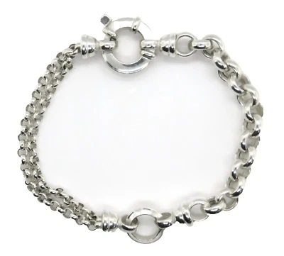 Brazalete de cadena de eslabones Rolo de plata de ley 925 Milor Italia 7 5/8 pulgadas Foto 1 de 4