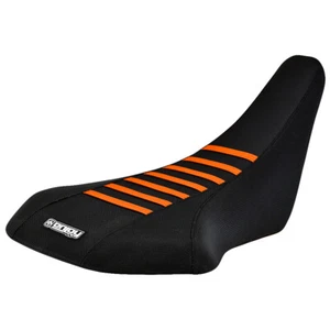 2003 - 2006 Kawasaki KFX 400 Seat cover  ALL BLACK / ORANGE RIBS Enjoy Mfg #207 - Picture 1 of 5